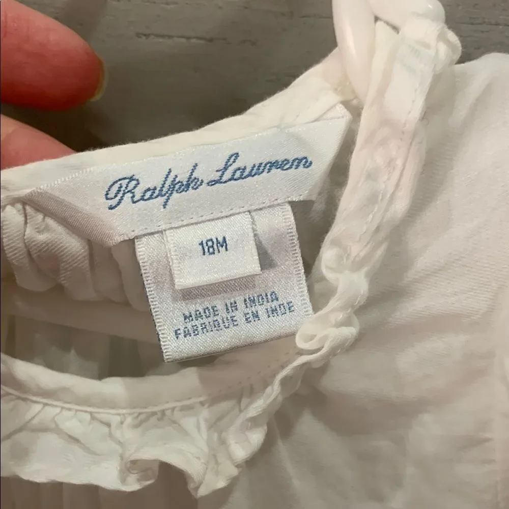Ralph Lauren White Blouse with Flutter Cap Sleeves